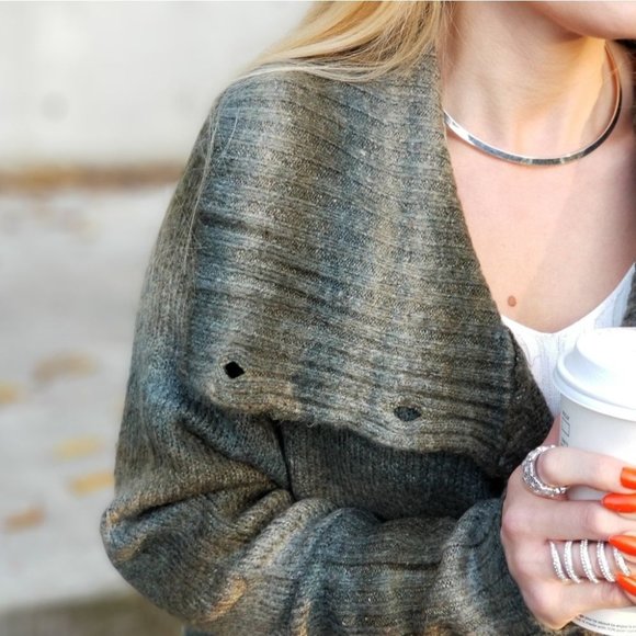 Green Toned Button Down Cardigan - Picture 2 of 5